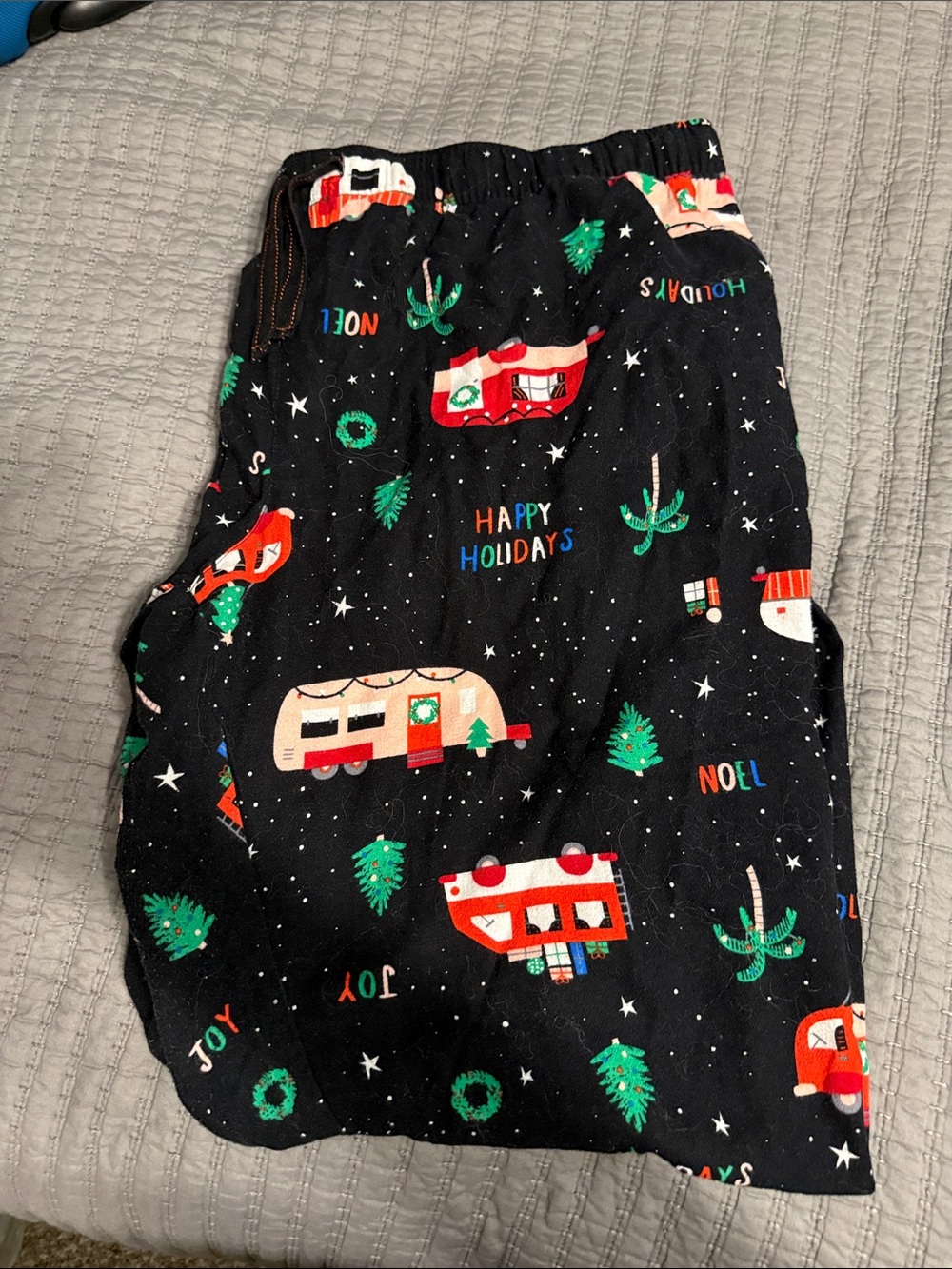 XXL Old Navy Black Holiday Camper Pajama Bottoms with Red & Green Accents